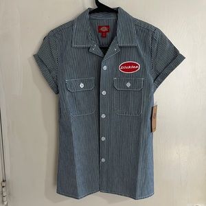 Dickies navy stripped shirt.